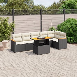 Maison exclusive - salon de jardin 7 pcs avec coussins noir résine tressée