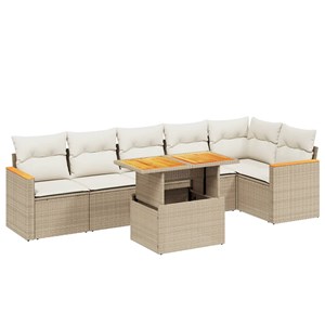 Maison exclusive - salon de jardin avec coussins 7 pcs beige résine tressée
