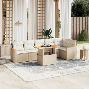 Maison exclusive - salon de jardin avec coussins 7 pcs beige résine tressée