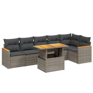 Maison exclusive - salon de jardin avec coussins 7 pcs gris résine tressée