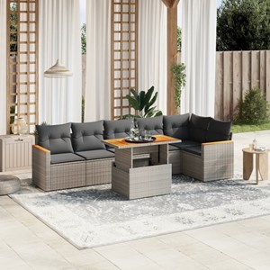 Maison exclusive - salon de jardin avec coussins 7 pcs gris résine tressée