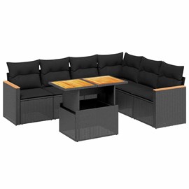 Maison exclusive - salon de jardin 7 pcs avec coussins noir résine tressée