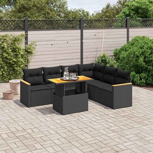 Maison exclusive - salon de jardin 7 pcs avec coussins noir résine tressée