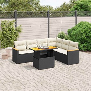 Maison exclusive - salon de jardin 7 pcs avec coussins noir résine tressée