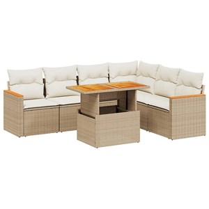 Maison exclusive - salon de jardin avec coussins 7 pcs beige résine tressée