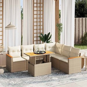Maison exclusive - salon de jardin avec coussins 7 pcs beige résine tressée