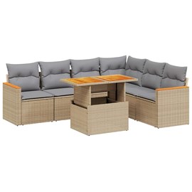 Maison exclusive - salon de jardin avec coussins 7 pcs beige résine tressée