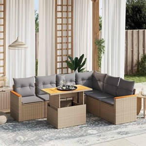 Maison exclusive - salon de jardin avec coussins 7 pcs beige résine tressée