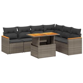 Maison exclusive - salon de jardin avec coussins 7 pcs gris résine tressée