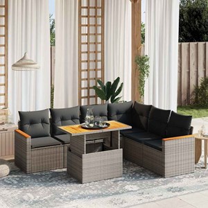 Maison exclusive - salon de jardin avec coussins 7 pcs gris résine tressée