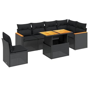 Maison exclusive - salon de jardin 7 pcs avec coussins noir résine tressée
