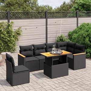 Maison exclusive - salon de jardin 7 pcs avec coussins noir résine tressée