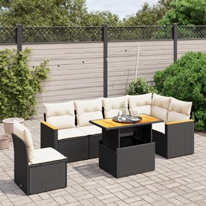 Maison exclusive - salon de jardin 7 pcs avec coussins noir résine tressée