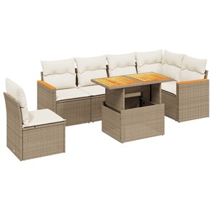 Maison exclusive - salon de jardin avec coussins 7 pcs beige résine tressée