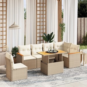 Maison exclusive - salon de jardin avec coussins 7 pcs beige résine tressée