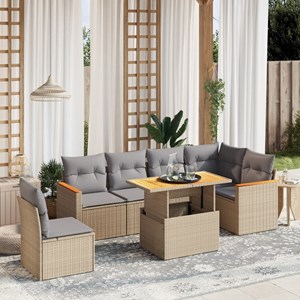 Maison exclusive - salon de jardin avec coussins 7 pcs beige résine tressée