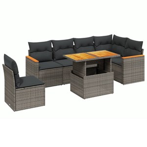 Maison exclusive - salon de jardin avec coussins 7 pcs gris résine tressée