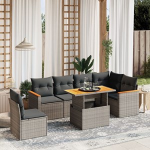 Maison exclusive - salon de jardin avec coussins 7 pcs gris résine tressée