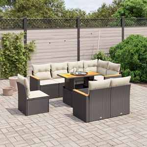 Maison exclusive - salon de jardin 9 pcs avec coussins noir résine tressée