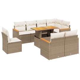 Maison exclusive - salon de jardin avec coussins 9 pcs beige résine tressée