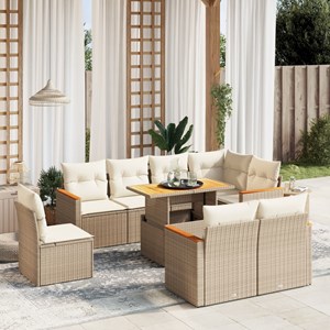 Maison exclusive - salon de jardin avec coussins 9 pcs beige résine tressée
