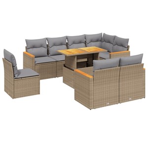 Maison exclusive - salon de jardin avec coussins 9 pcs beige résine tressée