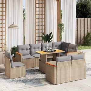 Maison exclusive - salon de jardin avec coussins 9 pcs beige résine tressée