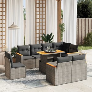 Maison exclusive - salon de jardin 9 pcs avec coussins gris résine tressée