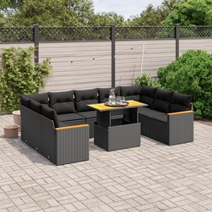 Maison exclusive - salon de jardin 10 pcs avec coussins noir résine tressée