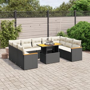 Maison exclusive - salon de jardin 10 pcs avec coussins noir résine tressée