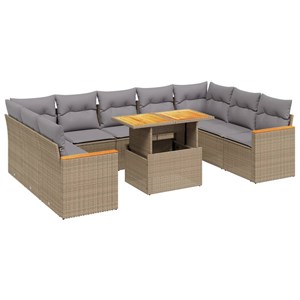 Maison exclusive - salon de jardin avec coussins 10 pcs beige résine tressée