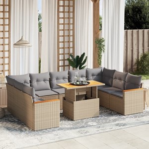Maison exclusive - salon de jardin avec coussins 10 pcs beige résine tressée
