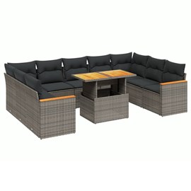 Maison exclusive - salon de jardin avec coussins 10 pcs gris résine tressée