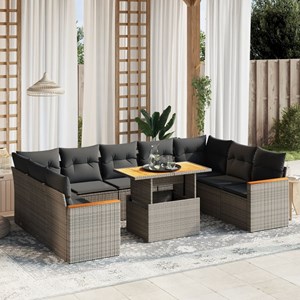 Maison exclusive - salon de jardin avec coussins 10 pcs gris résine tressée