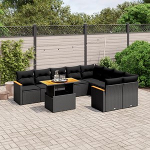 Maison exclusive - salon de jardin 10 pcs avec coussins noir résine tressée