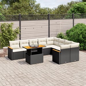 Maison exclusive - salon de jardin 10 pcs avec coussins noir résine tressée