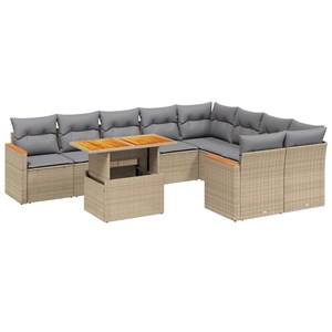 Maison exclusive - salon de jardin avec coussins 10 pcs beige résine tressée