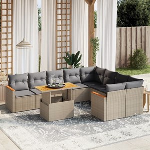 Maison exclusive - salon de jardin avec coussins 10 pcs beige résine tressée