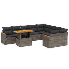 Maison exclusive - salon de jardin avec coussins 10 pcs gris résine tressée