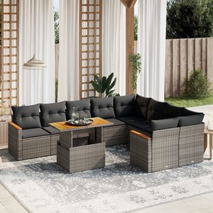 Maison exclusive - salon de jardin avec coussins 10 pcs gris résine tressée