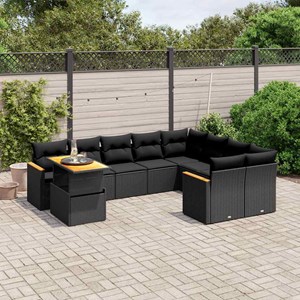 Maison exclusive - salon de jardin 10 pcs avec coussins noir résine tressée