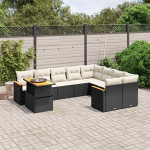 Maison exclusive - salon de jardin 10 pcs avec coussins noir résine tressée