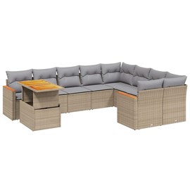 Maison exclusive - salon de jardin avec coussins 10 pcs beige résine tressée