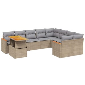 Maison exclusive - salon de jardin avec coussins 10 pcs beige résine tressée