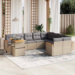 Maison exclusive - salon de jardin avec coussins 10 pcs beige résine tressée