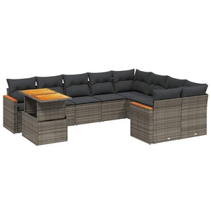 Maison exclusive - salon de jardin avec coussins 10 pcs gris résine tressée