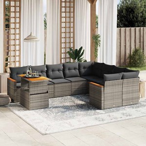 Maison exclusive - salon de jardin avec coussins 10 pcs gris résine tressée