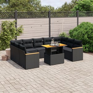 Maison exclusive - salon de jardin 11 pcs avec coussins noir résine tressée