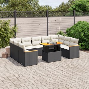 Maison exclusive - salon de jardin 11 pcs avec coussins noir résine tressée