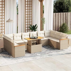 Maison exclusive - salon de jardin 11 pcs avec coussins beige résine tressée
